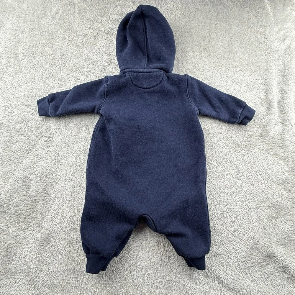 Ralph Lauren Sweatshirt Romper Baby Boys 3 Months Blue Red Polo Spell Out Preppy